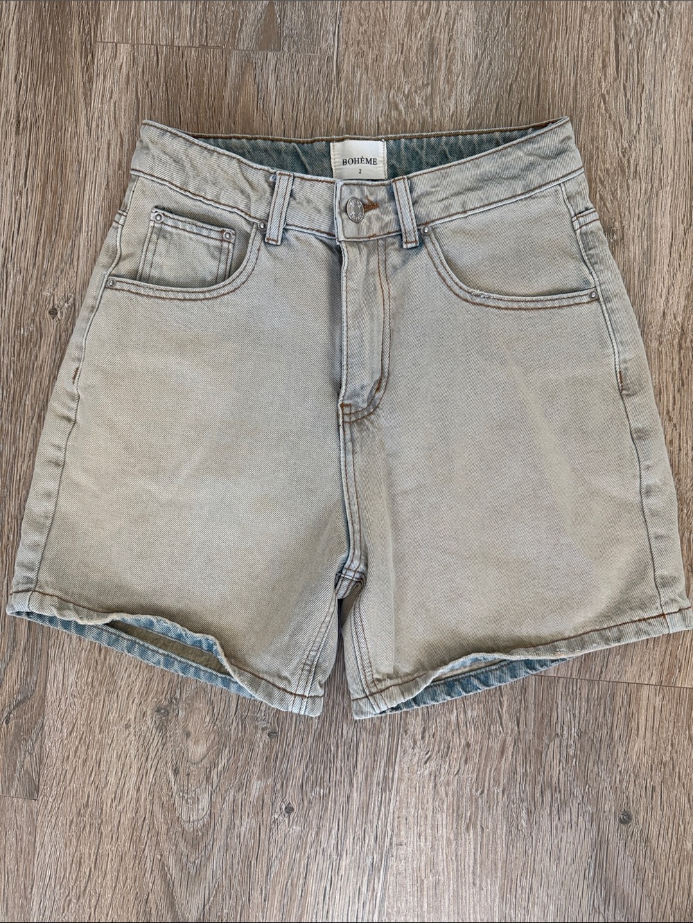 BOHEME GOODS /  Neutral Tan High-Rise Denim Shorts